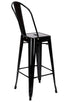 Chivari Black Hi Gloss Tolix Style Metal Barstool with Back BTBMB-AX-T