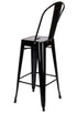 Chivari Black Hi Gloss Tolix Style Metal Barstool with Back BTBMB-AX-T
