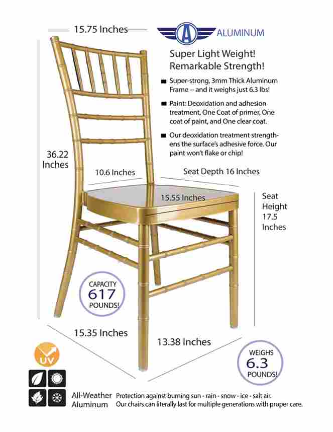 Chivari Gold Aluminum Chiavari Chair CCAG-AX-T