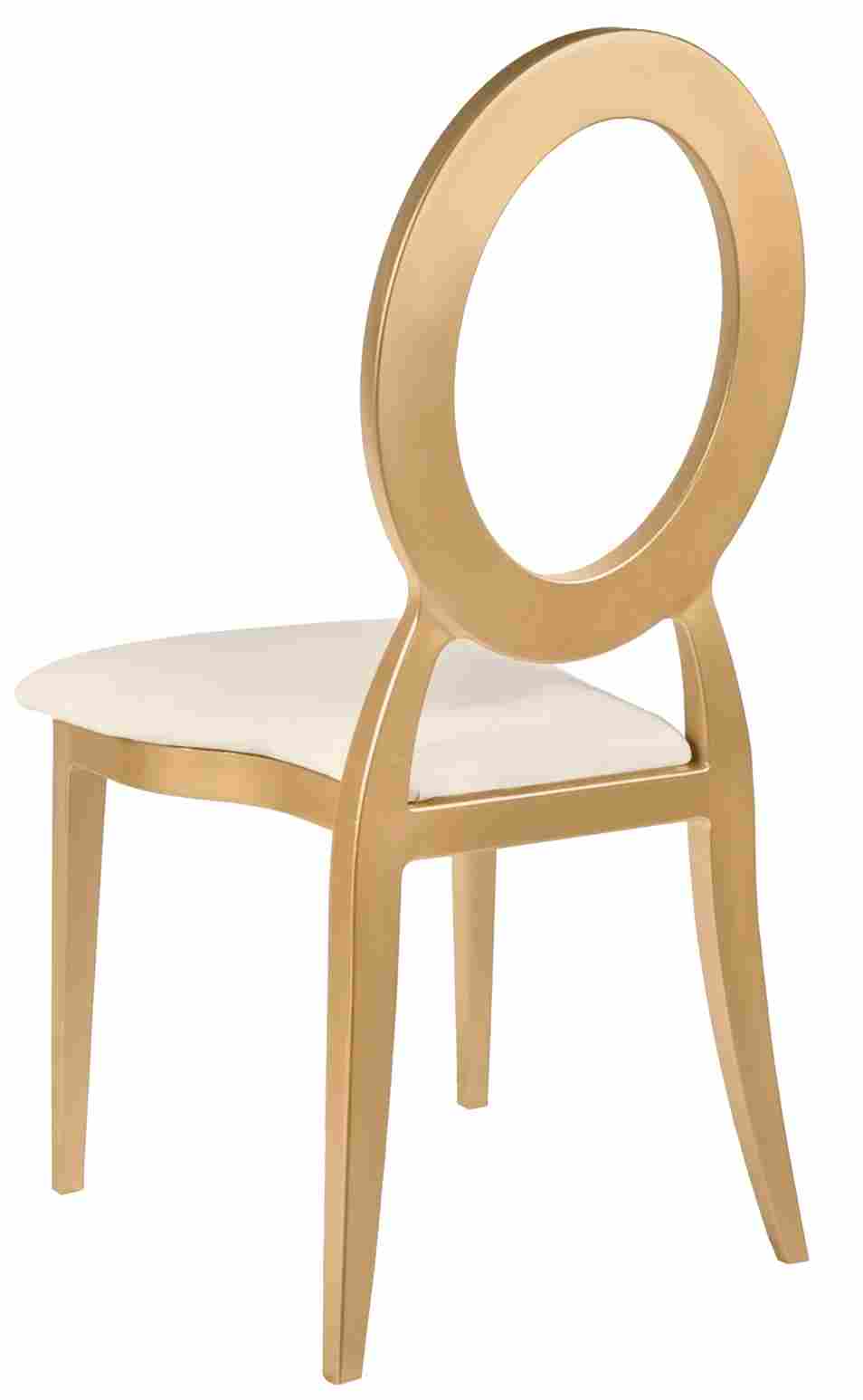 Gold Resin OZ Chair with Ivory Vinyl Seat and Removable Ivory Vinyl Back