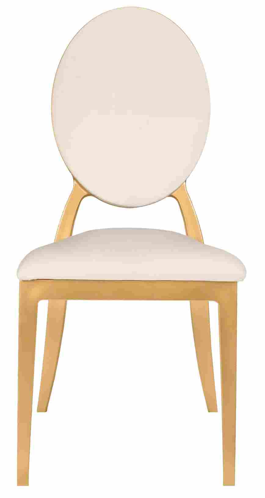 Gold Resin OZ Chair with Ivory Vinyl Seat and Removable Ivory Vinyl Back