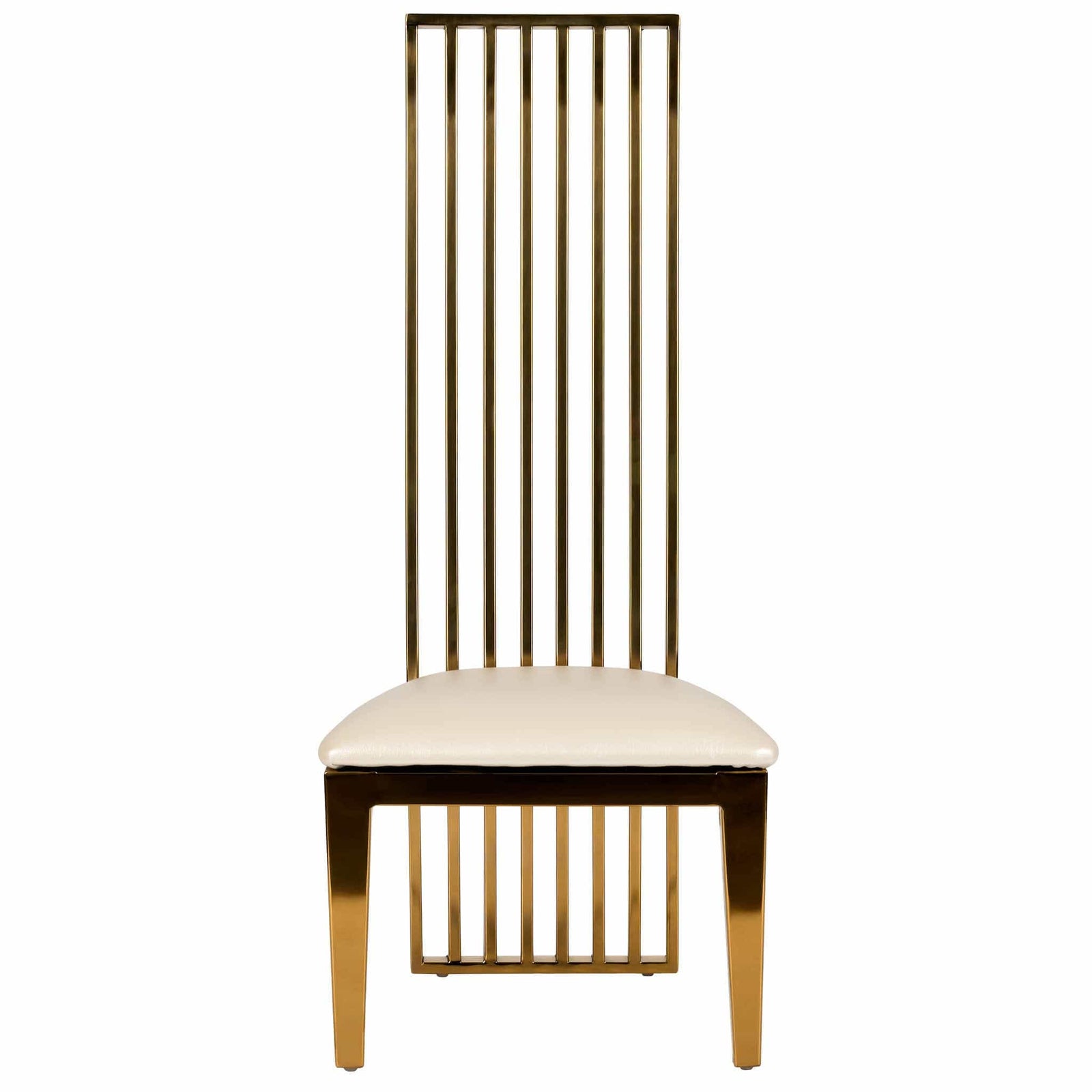Chivari Kids Gold Frame High Back Stainless Steel Chair with White Vinyl Cushion CHBSSG-KID-AX-T