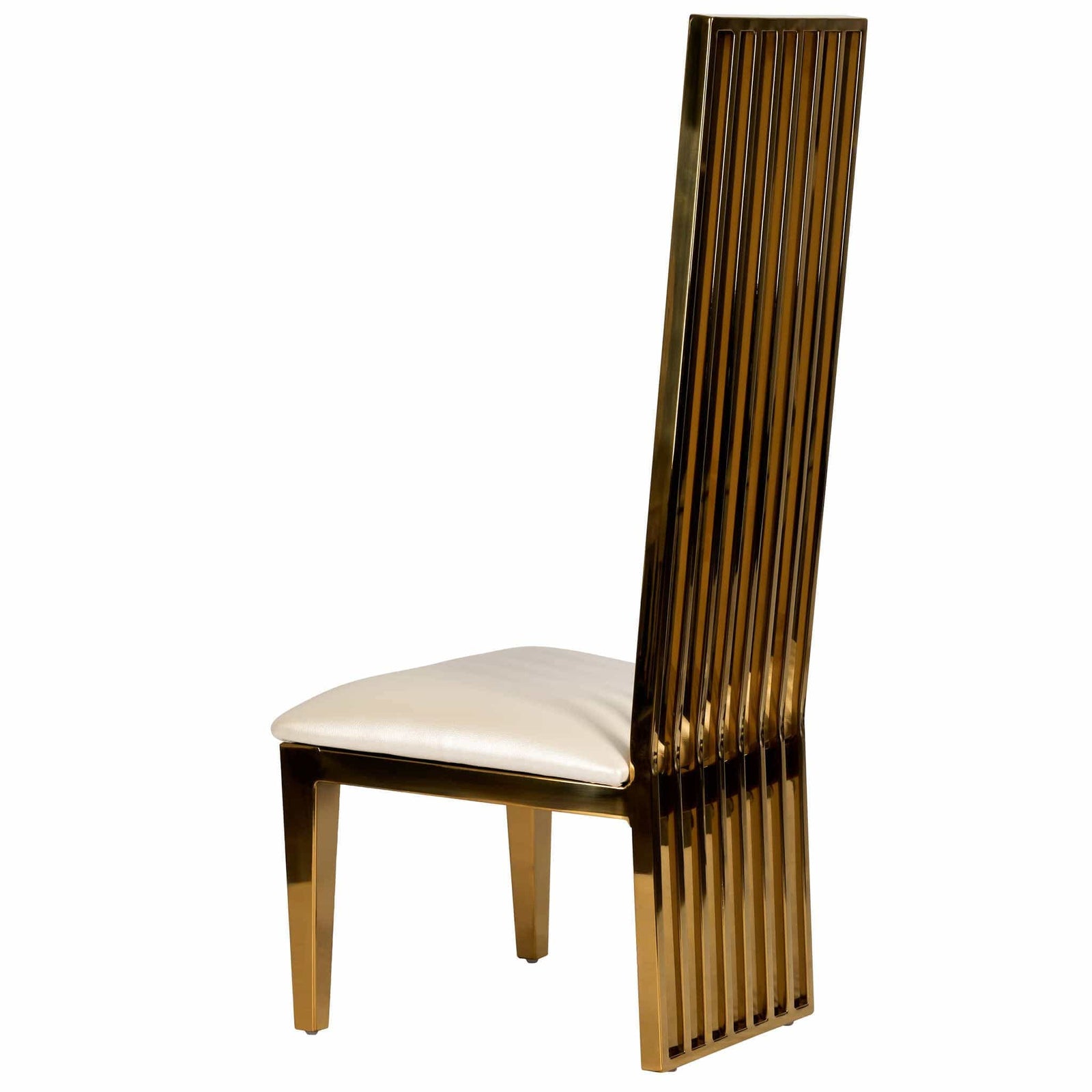 Chivari Kids Gold Frame High Back Stainless Steel Chair with White Vinyl Cushion CHBSSG-KID-AX-T
