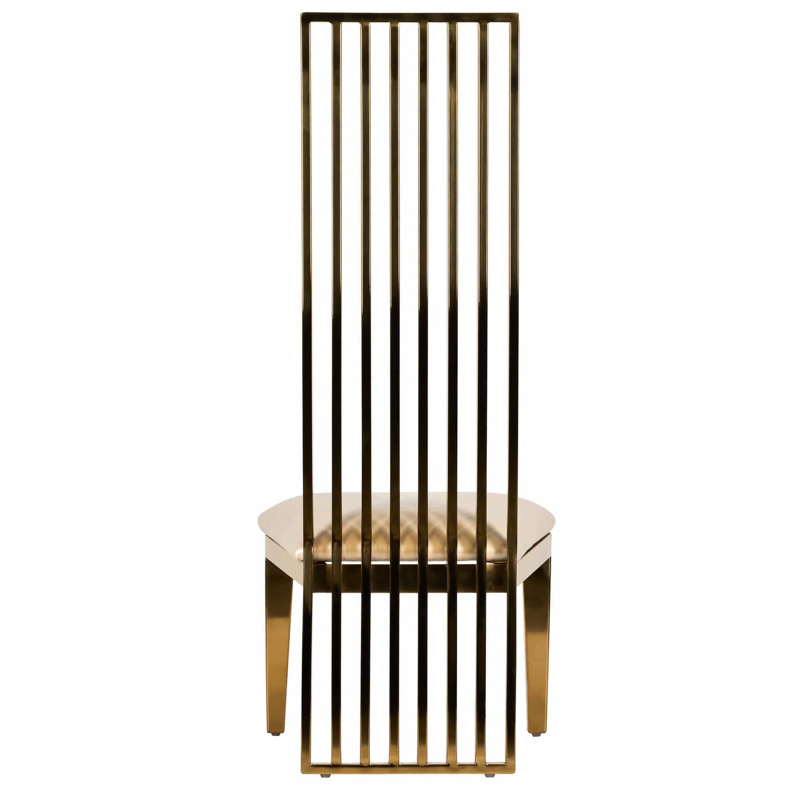 Chivari Kids Gold Frame High Back Stainless Steel Chair with White Vinyl Cushion CHBSSG-KID-AX-T