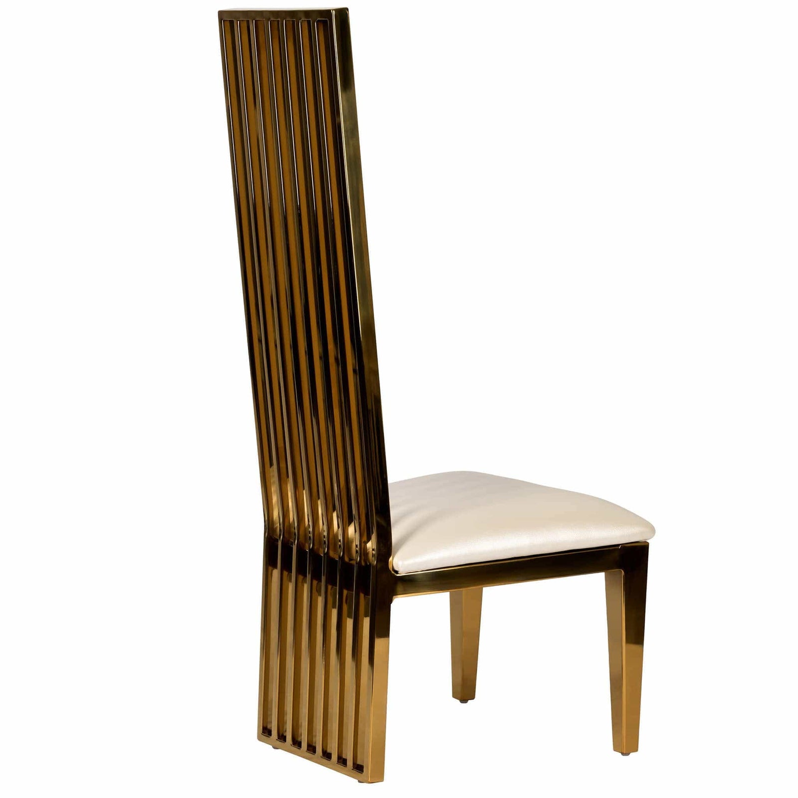 Chivari Kids Gold Frame High Back Stainless Steel Chair with White Vinyl Cushion CHBSSG-KID-AX-T