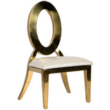 Kids Gold Frame Stainless Steel O Chair with White Vinyl Cushion