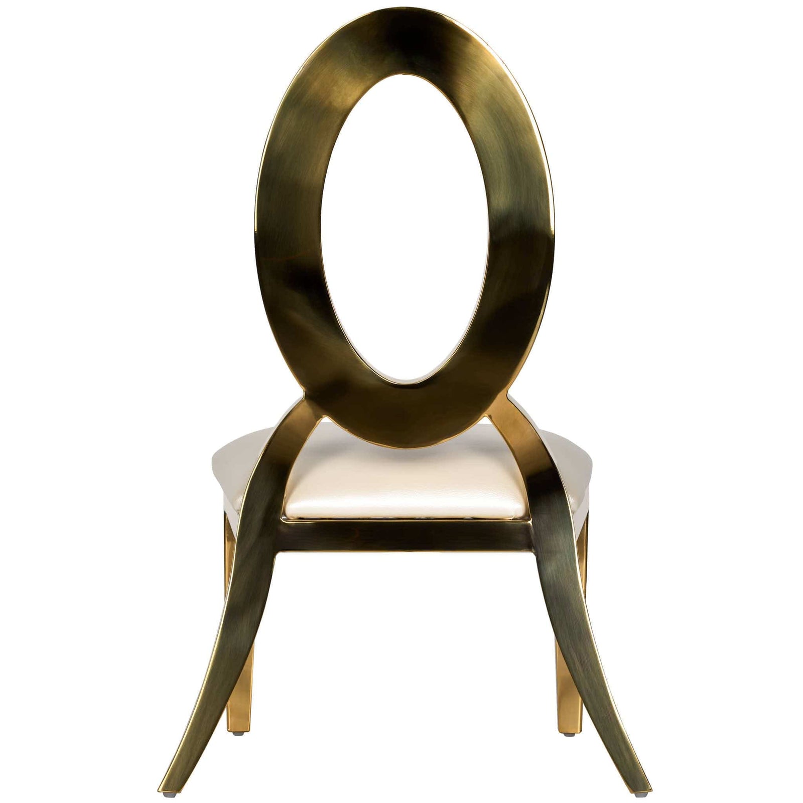 Chivari Kids Gold Frame Stainless Steel O Chair with White Vinyl Cushion COSSG-KID-AX-T