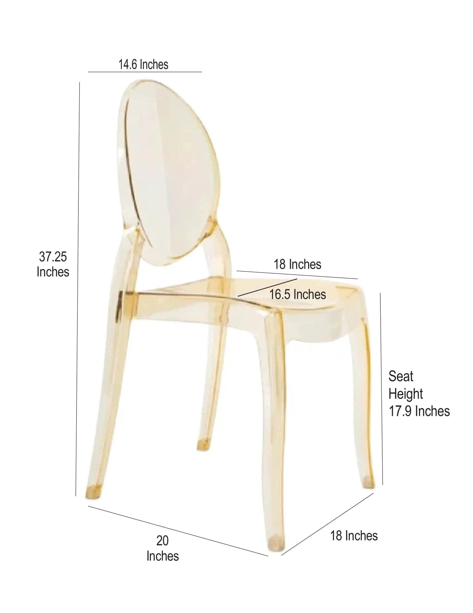 Chivari Gold Clear Resin Oval Back Sophia Ghost Chair CGSRG-ZG-T