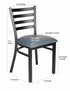 Chivari Ladder Back Restaurant Chair with Black Metal Frame and Dark Gray Vinyl Seat CLMBVDG-ZF-KT