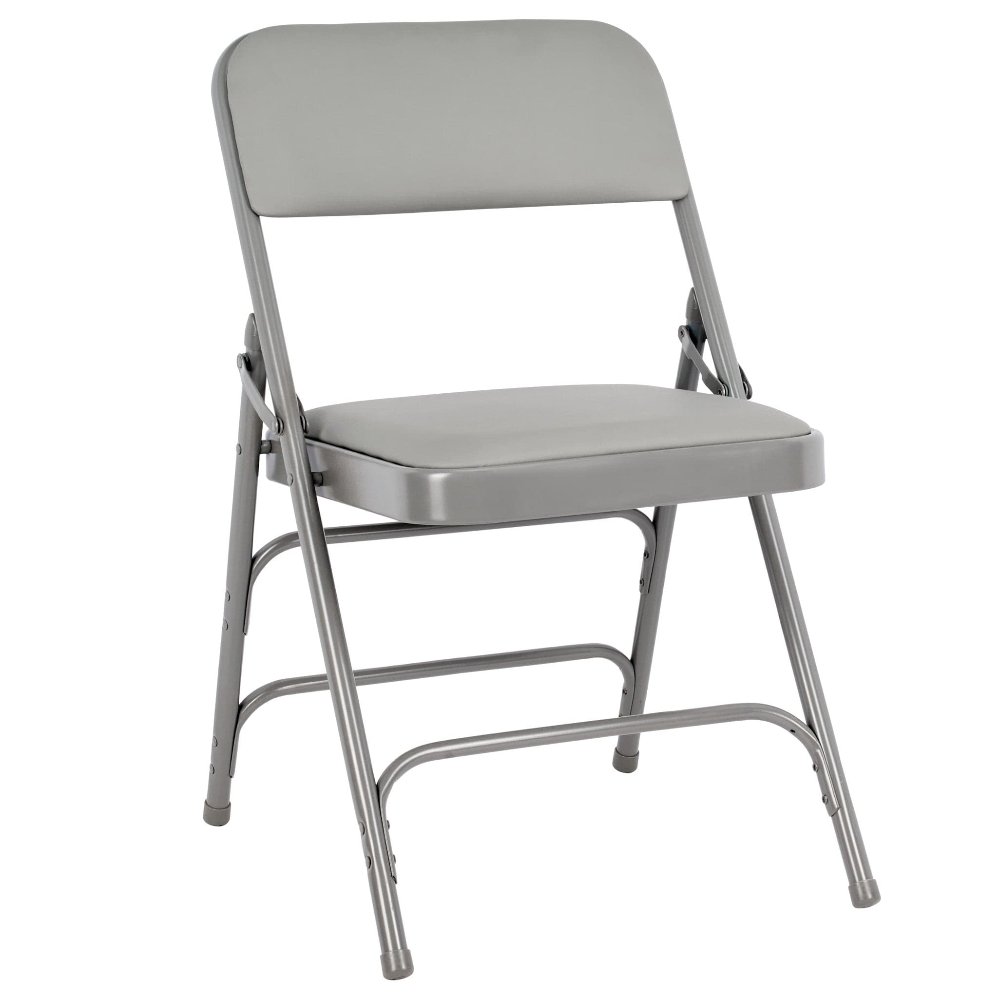 Gray Metal Folding Chair with Gray Vinyl Cushion