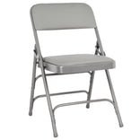 Gray Metal Folding Chair with Gray Vinyl Cushion
