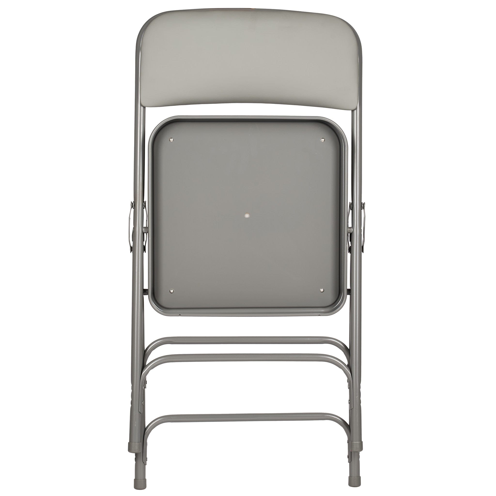 Chivari Gray Metal Folding Chair with Gray Vinyl Cushion CFMVGR1-CX-T