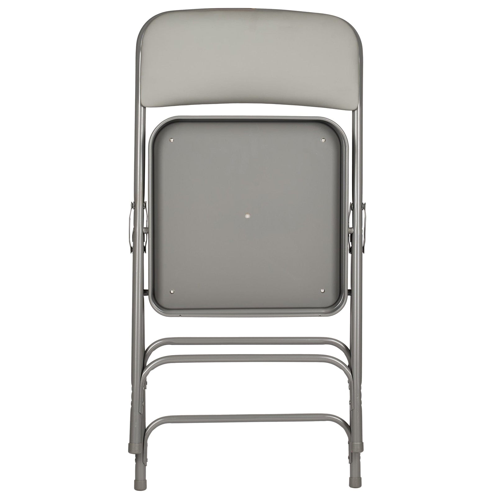 Chivari Gray Metal Folding Chair with Gray Vinyl Cushion CFMVGR1-CX-T