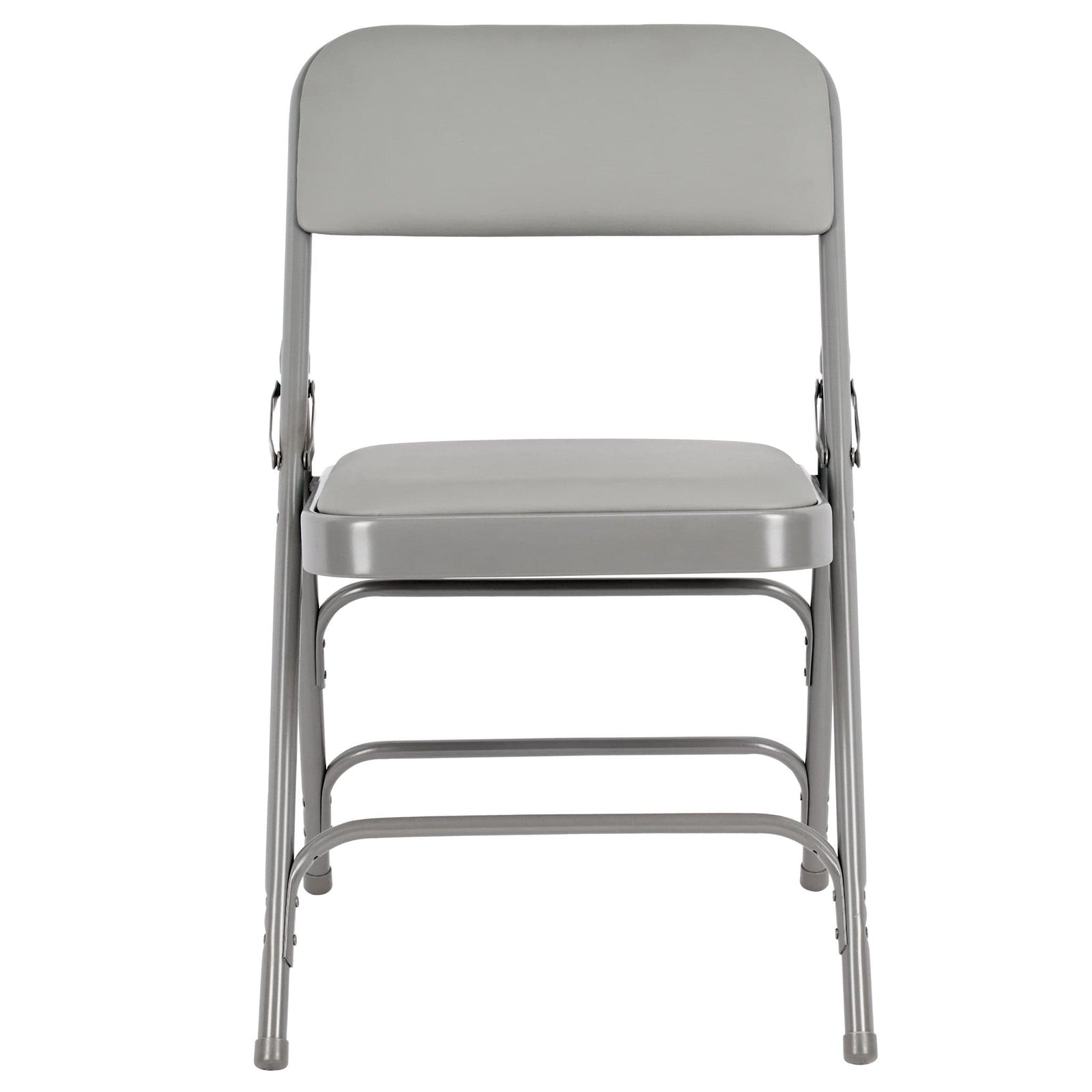 Chivari Gray Metal Folding Chair with Gray Vinyl Cushion CFMVGR1-CX-T