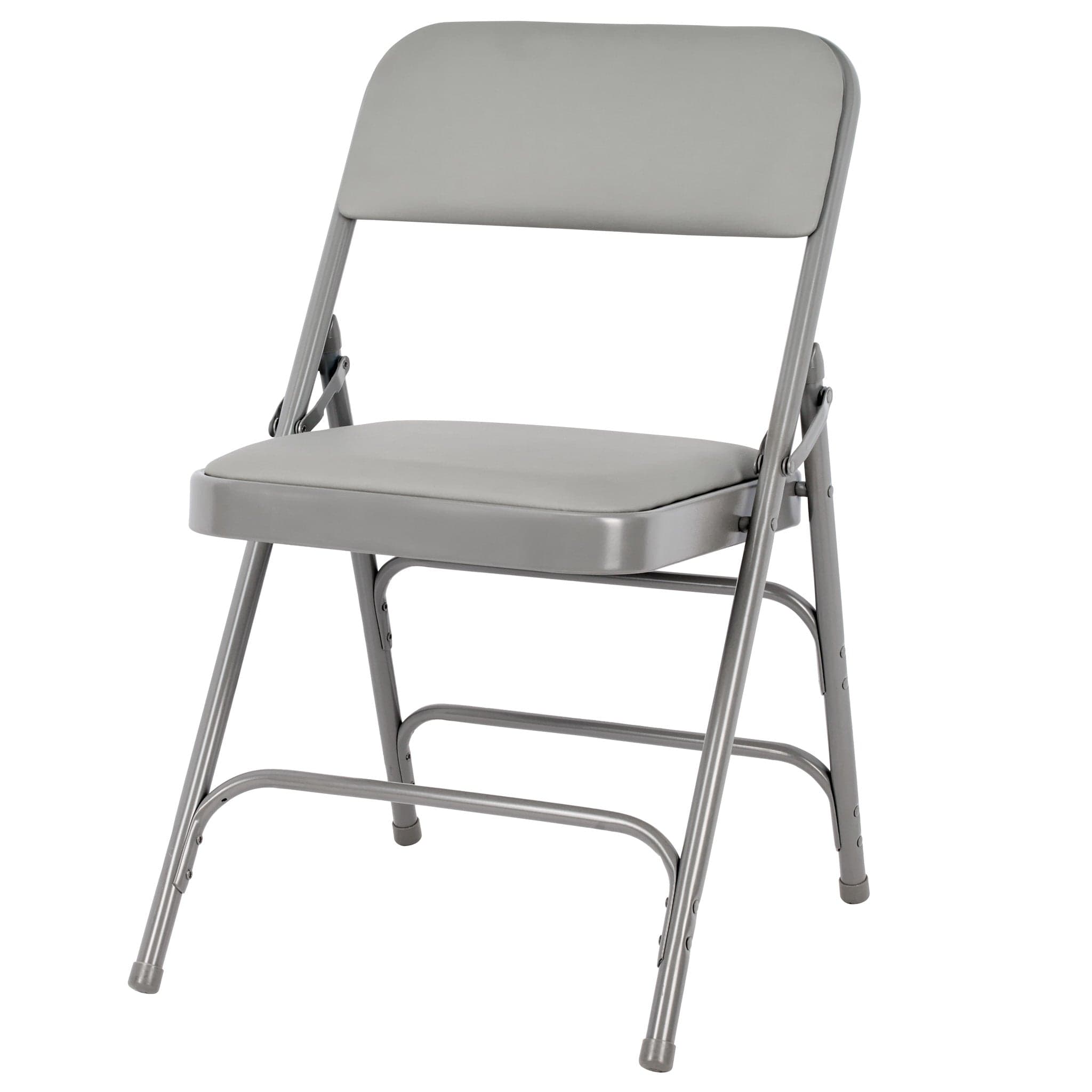 Chivari Gray Metal Folding Chair with Gray Vinyl Cushion CFMVGR1-CX-T