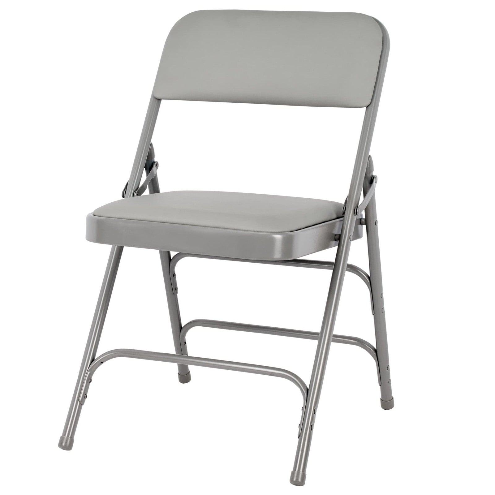 Chivari Gray Metal Folding Chair with Gray Vinyl Cushion CFMVGR1-CX-T