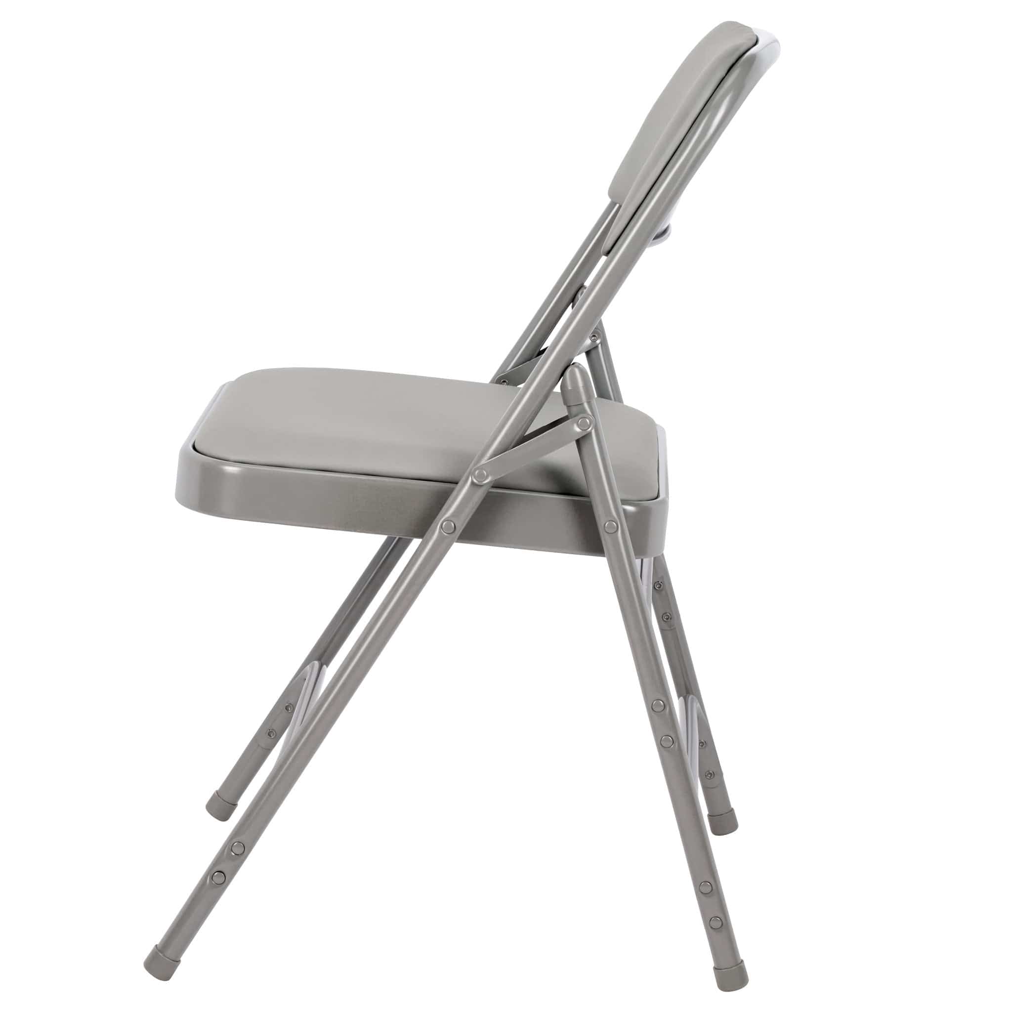 Chivari Gray Metal Folding Chair with Gray Vinyl Cushion CFMVGR1-CX-T