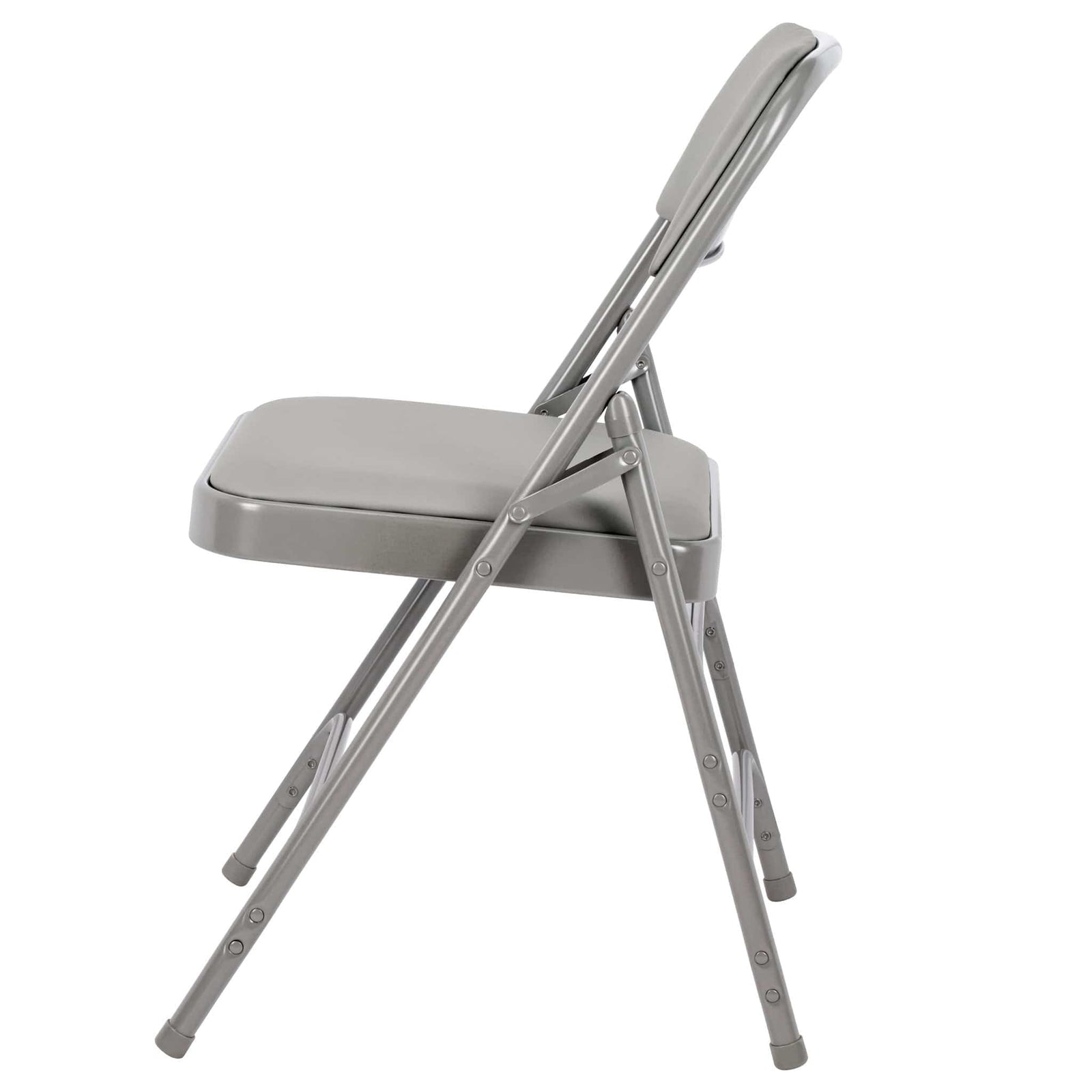 Chivari Gray Metal Folding Chair with Gray Vinyl Cushion CFMVGR1-CX-T