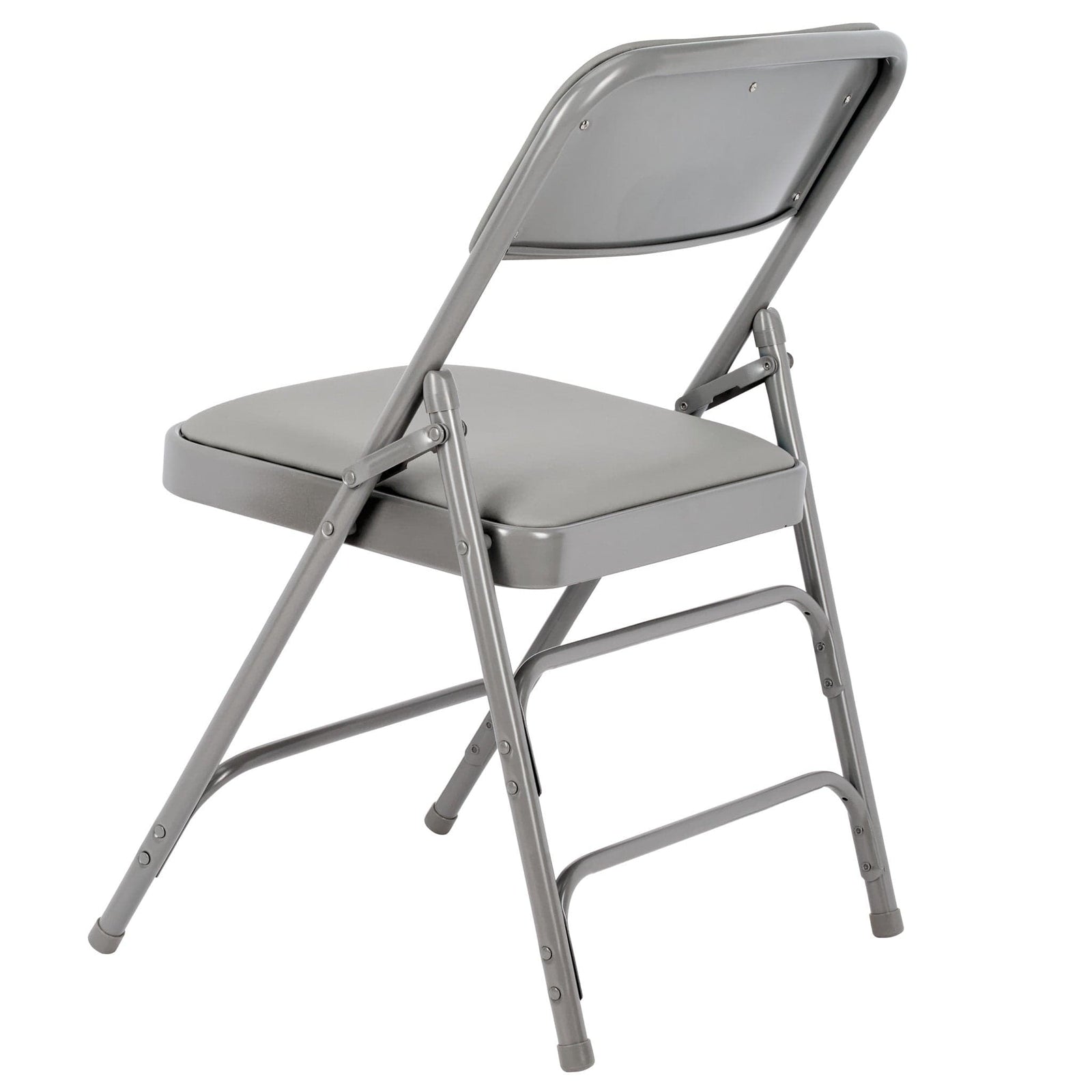 Chivari Gray Metal Folding Chair with Gray Vinyl Cushion CFMVGR1-CX-T
