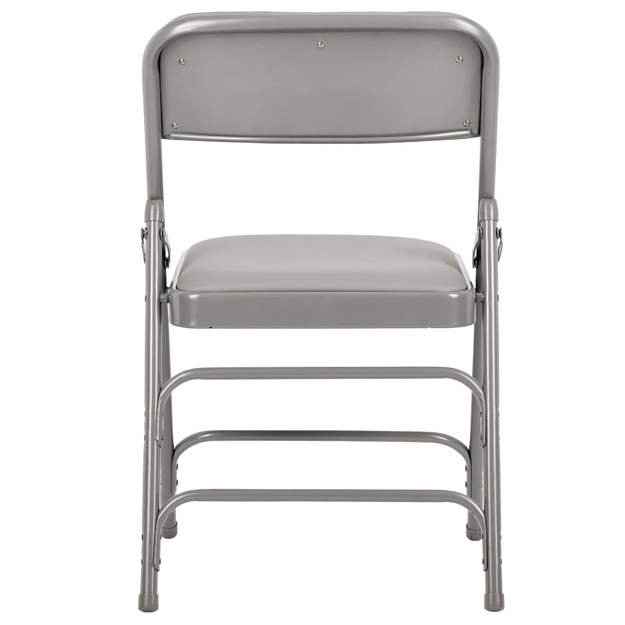 Chivari Gray Metal Folding Chair with Gray Vinyl Cushion CFMVGR1-CX-T