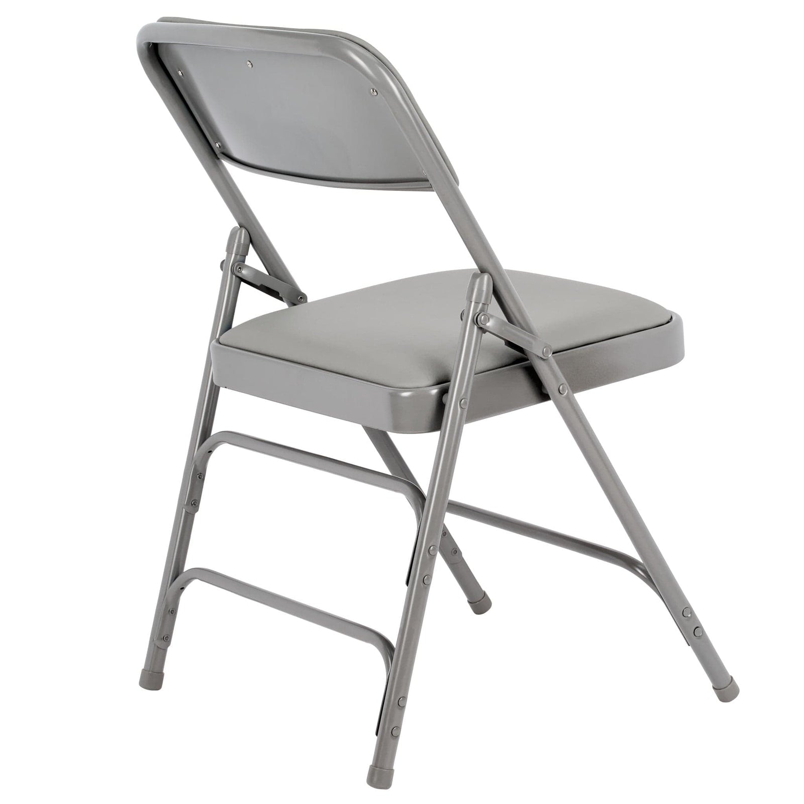 Chivari Gray Metal Folding Chair with Gray Vinyl Cushion CFMVGR1-CX-T