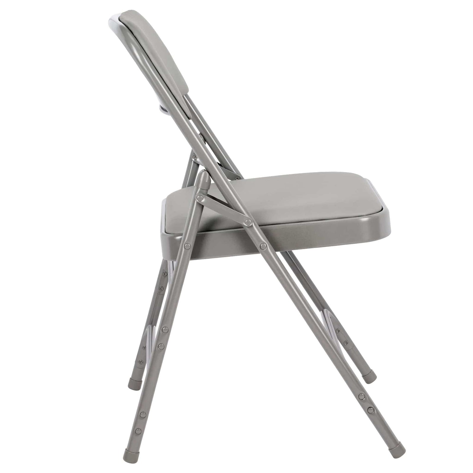 Chivari Gray Metal Folding Chair with Gray Vinyl Cushion CFMVGR1-CX-T
