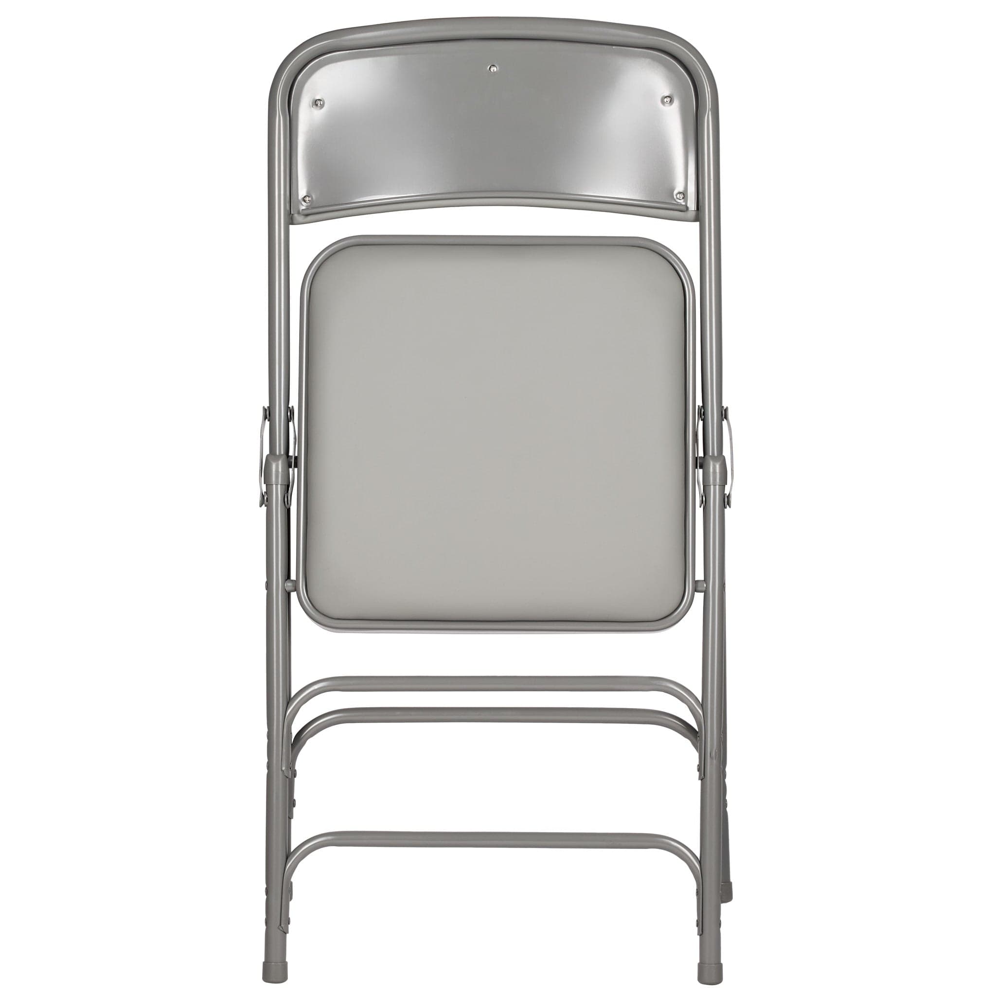 Chivari Gray Metal Folding Chair with Gray Vinyl Cushion CFMVGR1-CX-T