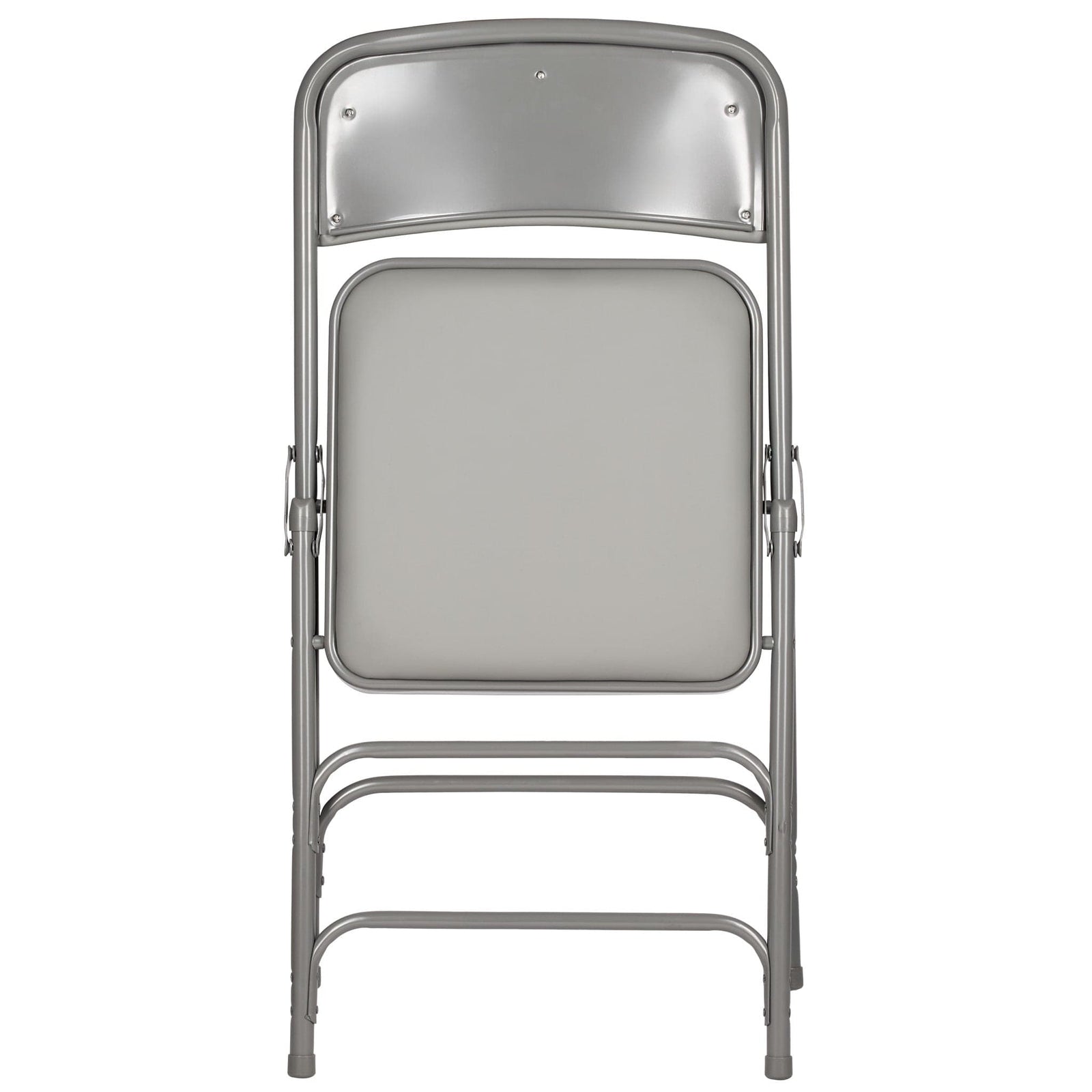Chivari Gray Metal Folding Chair with Gray Vinyl Cushion CFMVGR1-CX-T