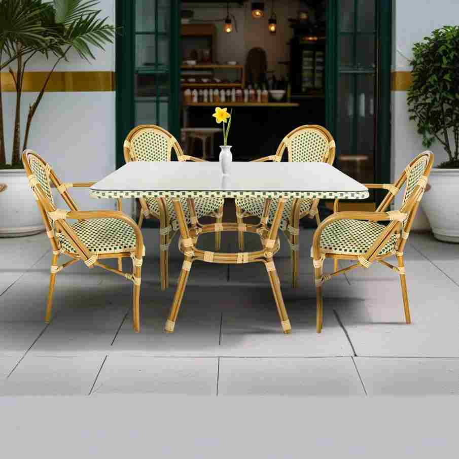 Toulouse Beige and Green French Bistro Set includes 48