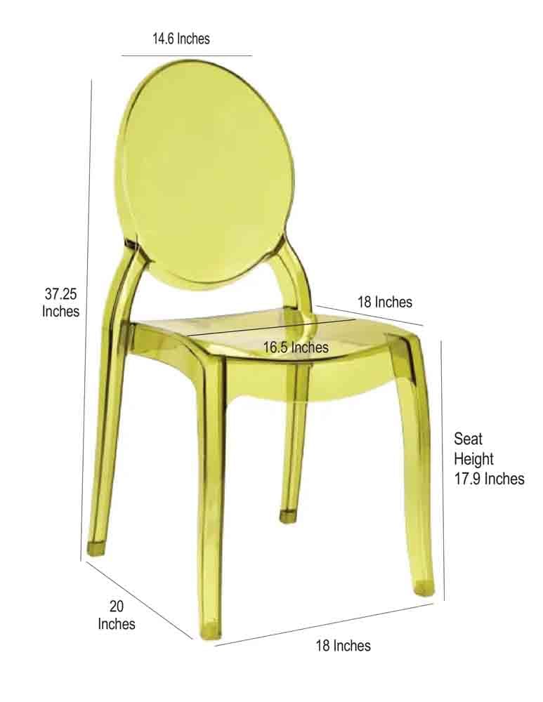 Chivari Vintage Green Clear Resin Oval Back Sophia Ghost Chair CGSRGR-ZG-T