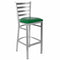 Chivari Ladder Back Bar Stool with Silver Frame and Green Vinyl Seat BLMSVGR-ZF-KT