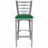 Chivari Ladder Back Bar Stool with Silver Frame and Green Vinyl Seat BLMSVGR-ZF-KT