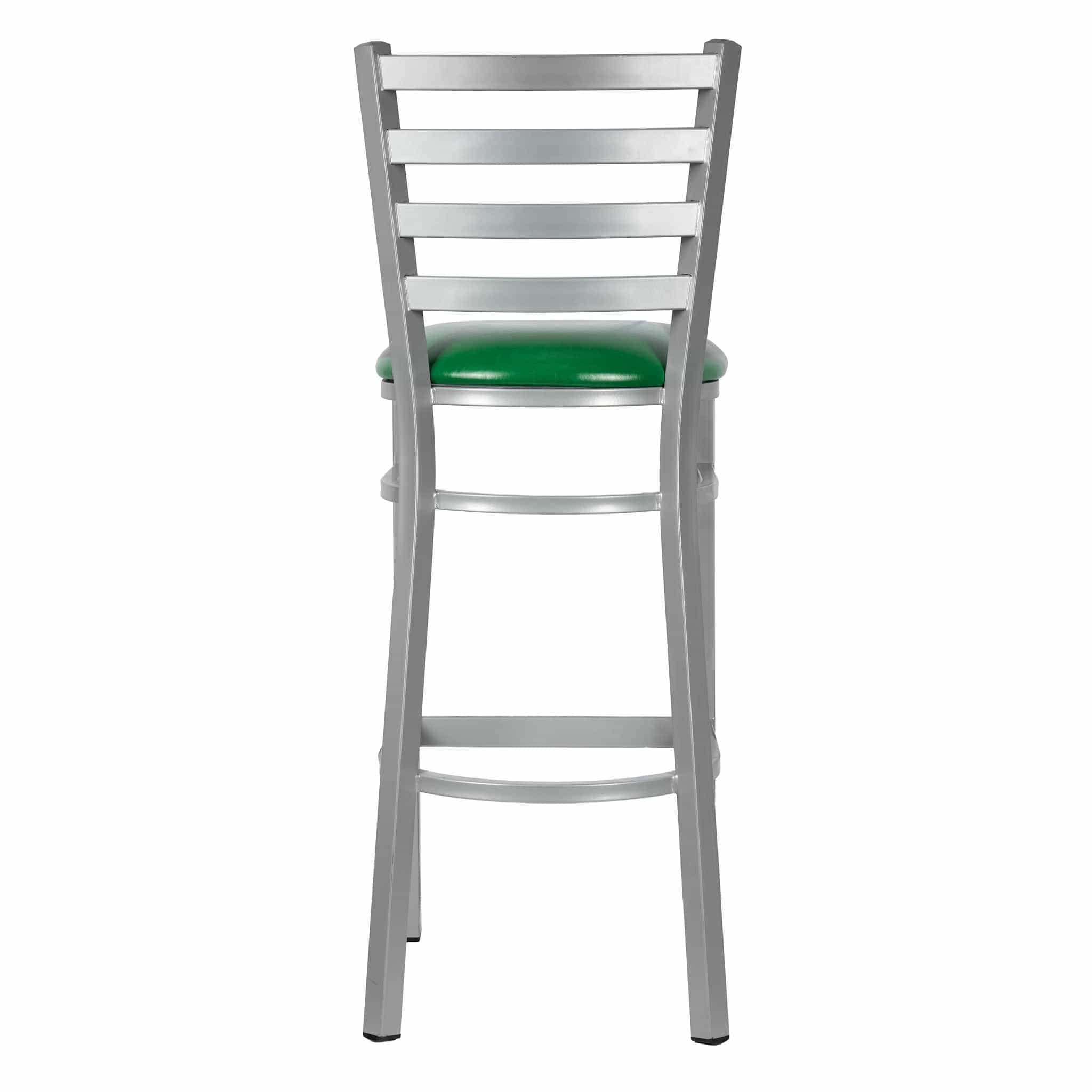 Chivari Ladder Back Bar Stool with Silver Frame and Green Vinyl Seat BLMSVGR-ZF-KT