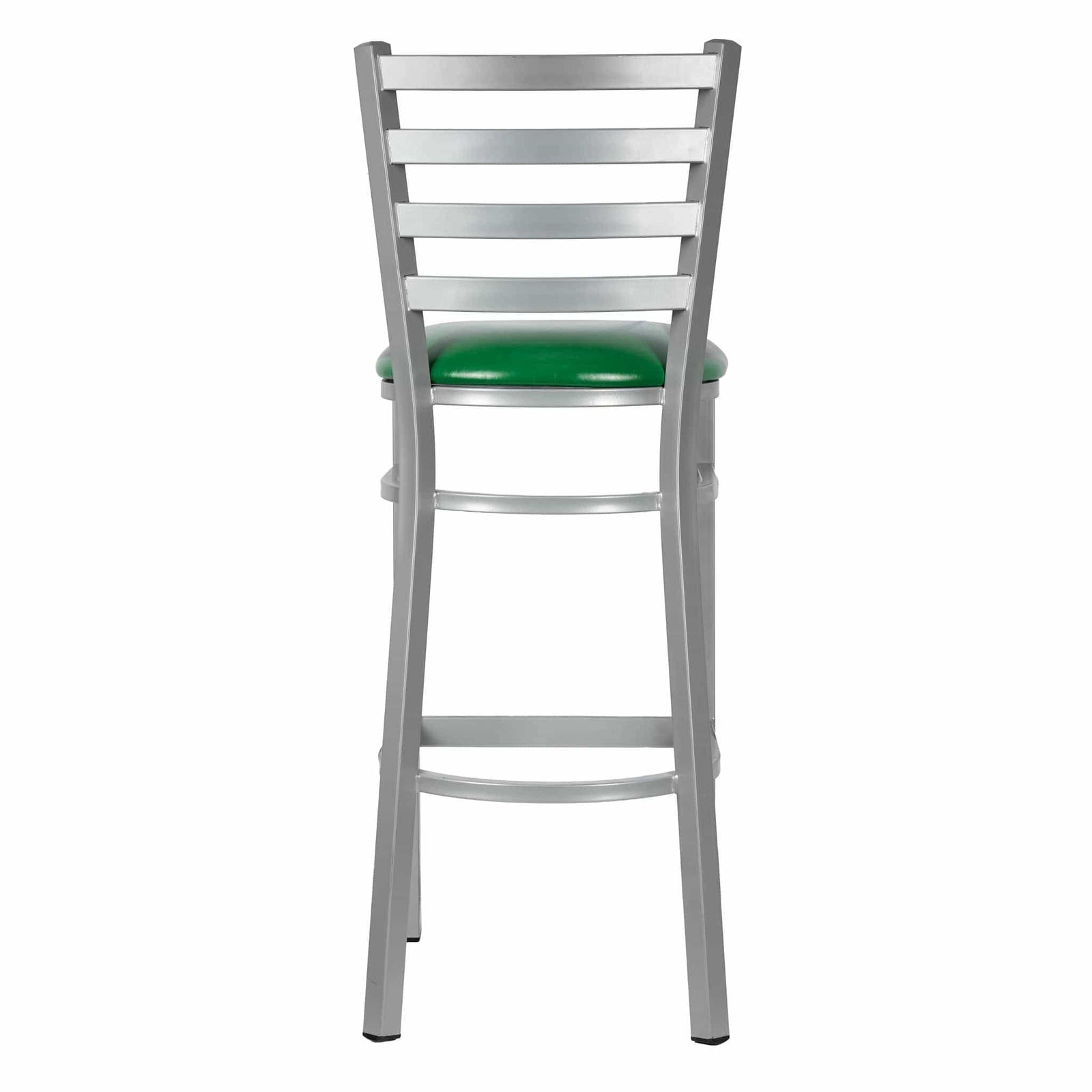 Chivari Ladder Back Bar Stool with Silver Frame and Green Vinyl Seat BLMSVGR-ZF-KT