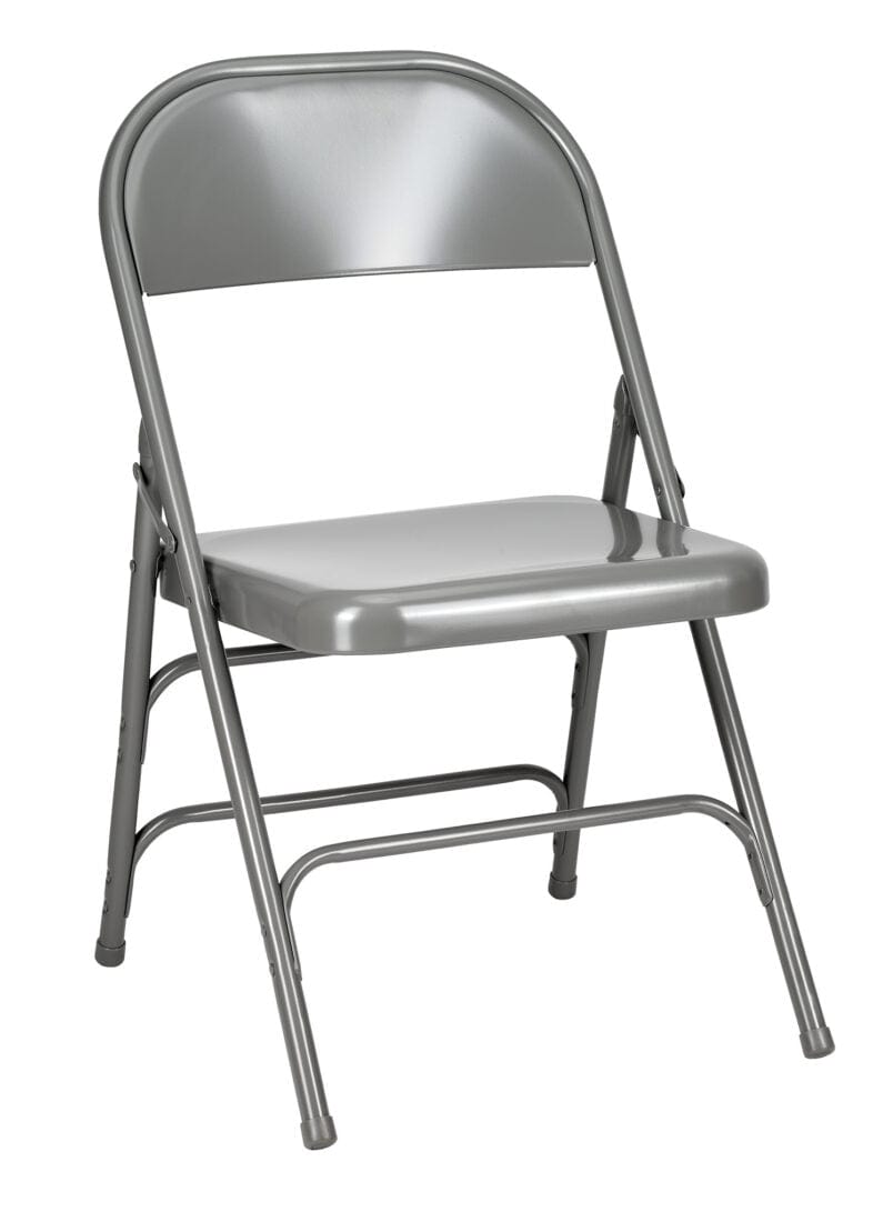 Chivari 48 Gray Metal Folding Chairs + 6 Heavy Duty Plastic 72x30 Banquet Tables + Hybrid Folding Chair and Banquet Table Cart CFMGR-48-6RT-KT