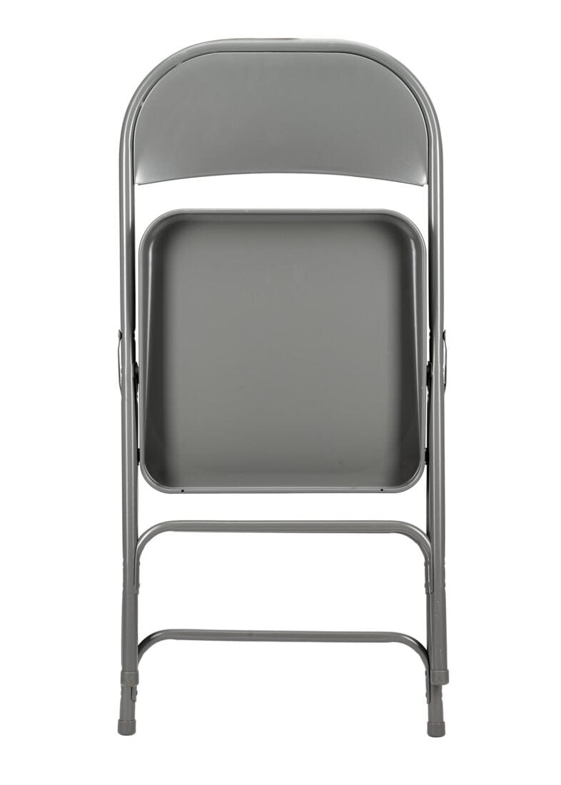 Chivari 48 Gray Metal Folding Chairs + 6 Heavy Duty Plastic 72x30 Banquet Tables + Hybrid Folding Chair and Banquet Table Cart CFMGR-48-6RT-KT