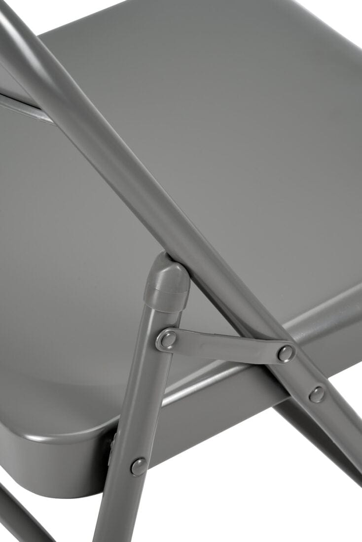 Chivari 48 Gray Metal Folding Chairs + 6 Heavy Duty Plastic 72x30 Banquet Tables + Hybrid Folding Chair and Banquet Table Cart CFMGR-48-6RT-KT