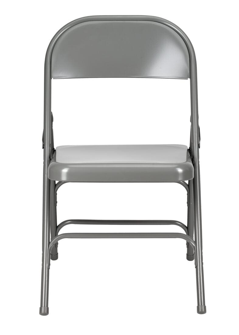Chivari 100 Gray Metal Folding Chairs + 12 Plastic Round Table Kit CFMGR-100-12RD-KT