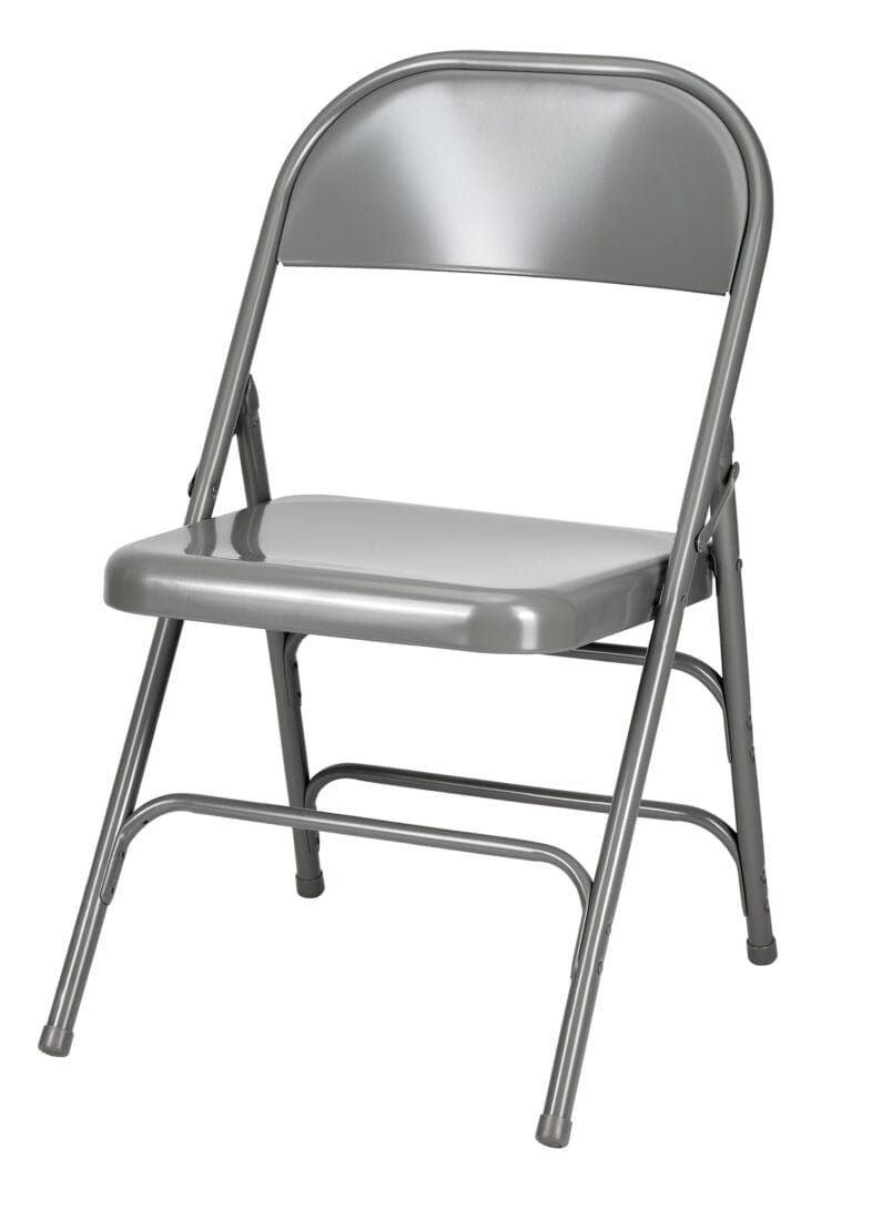 Chivari 48 Gray Metal Folding Chairs + 6 Heavy Duty Plastic 72x30 Banquet Tables + Hybrid Folding Chair and Banquet Table Cart CFMGR-48-6RT-KT