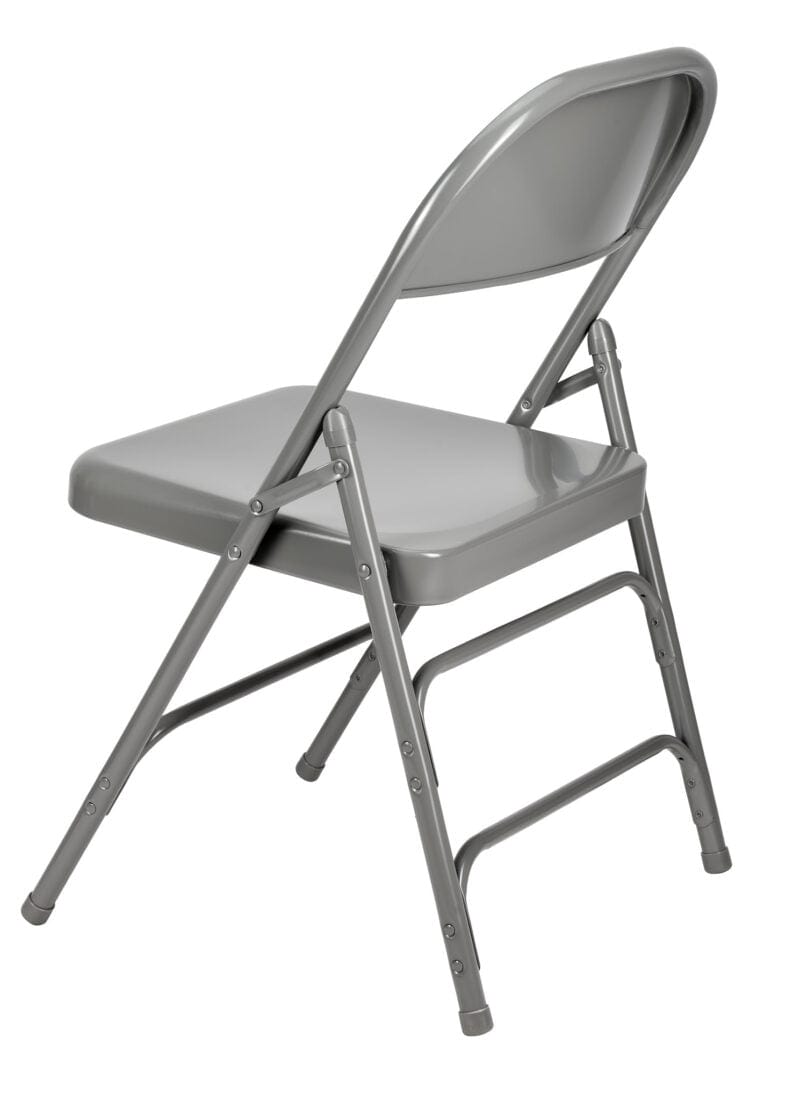 Chivari 48 Gray Metal Folding Chairs + 6 Heavy Duty Plastic 72x30 Banquet Tables + Hybrid Folding Chair and Banquet Table Cart CFMGR-48-6RT-KT