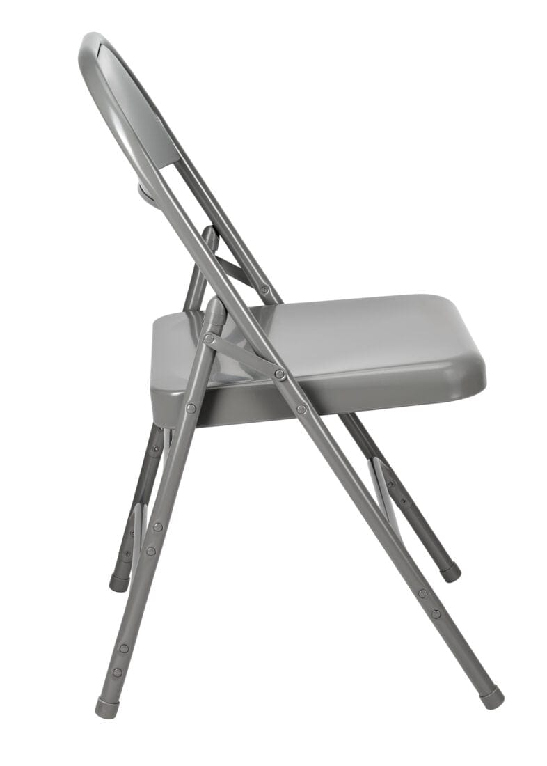 Chivari 48 Gray Metal Folding Chairs + 6 Heavy Duty Plastic 72x30 Banquet Tables + Hybrid Folding Chair and Banquet Table Cart CFMGR-48-6RT-KT