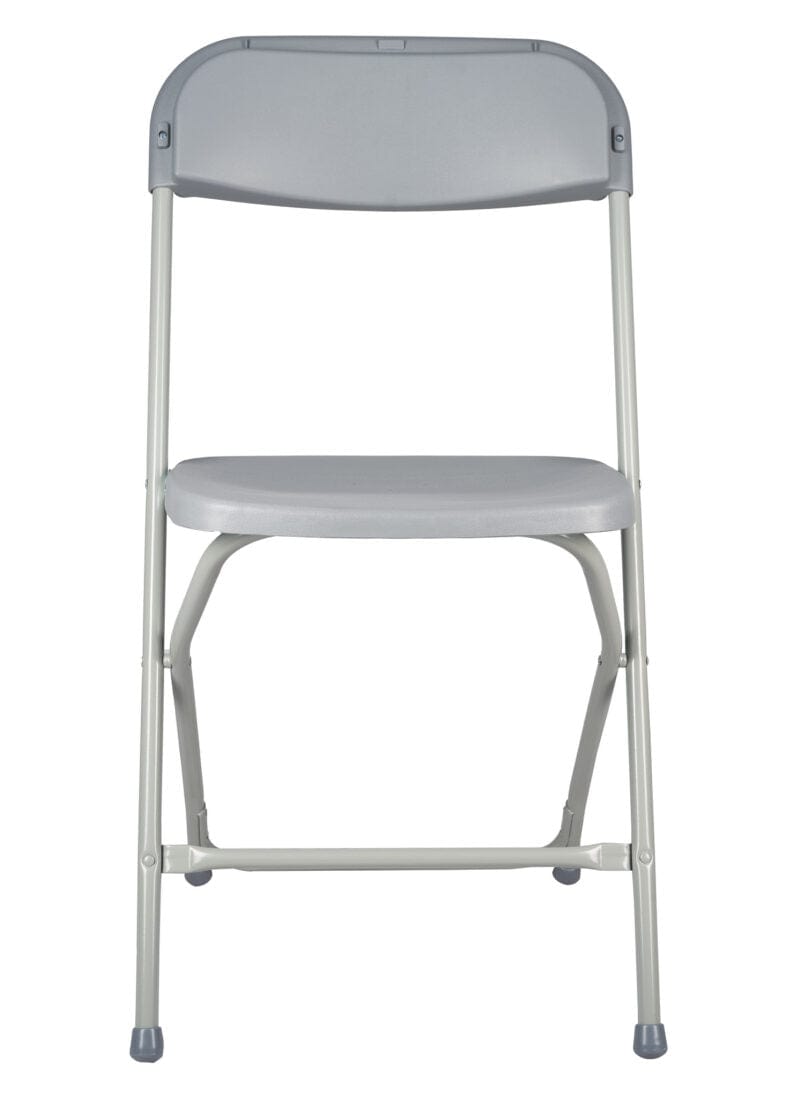 Chivari 100 Pack Gray Plastic Folding Chair and Cart Bundle with Strap CFPG-100GCRTS-KT