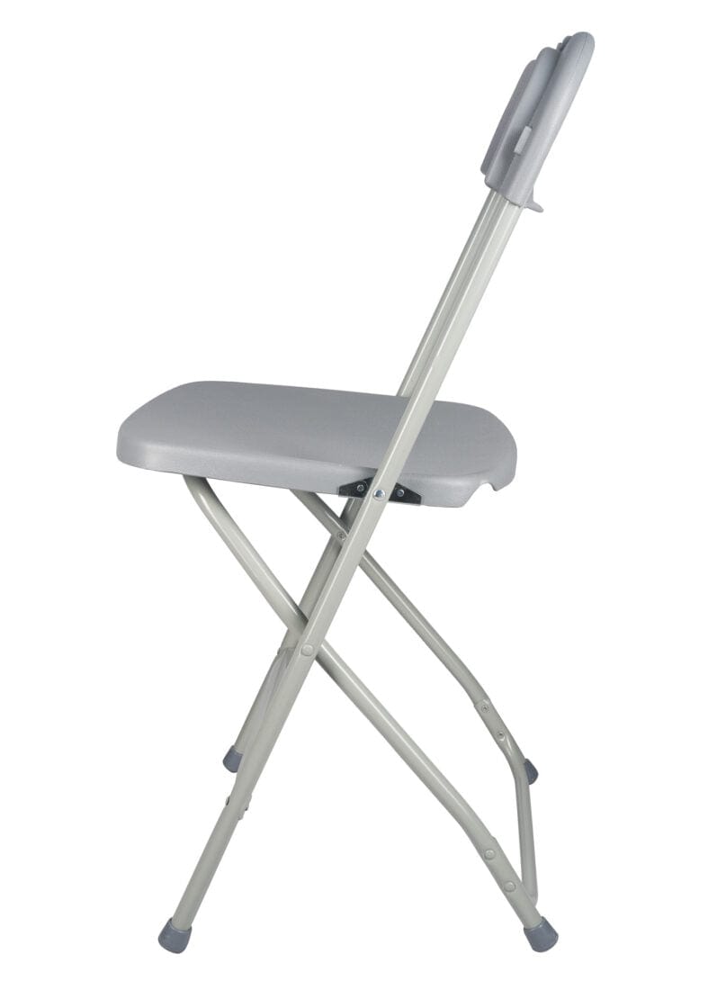 Chivari 100 Pack Gray Plastic Folding Chair and Cart Bundle with Strap CFPG-100GCRTS-KT