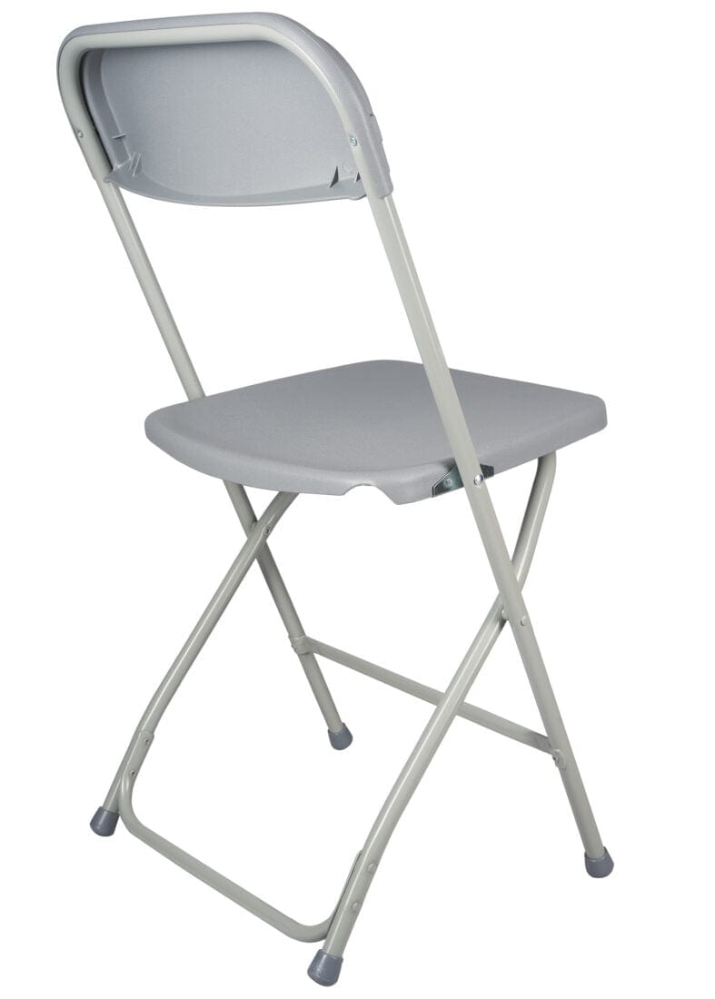 Chivari 100 Pack Gray Plastic Folding Chair and Cart Bundle with Strap CFPG-100GCRTS-KT