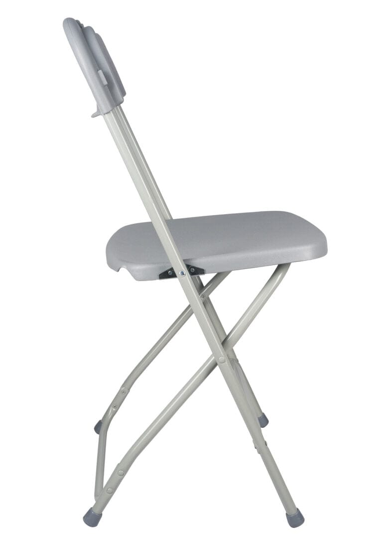 Chivari 100 Pack Gray Plastic Folding Chair and Cart Bundle with Strap CFPG-100GCRTS-KT