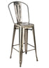 Chivari GunMetal Gray Hi Gloss Tolix Style Metal Barstool with Back BTBMGU-AX-T