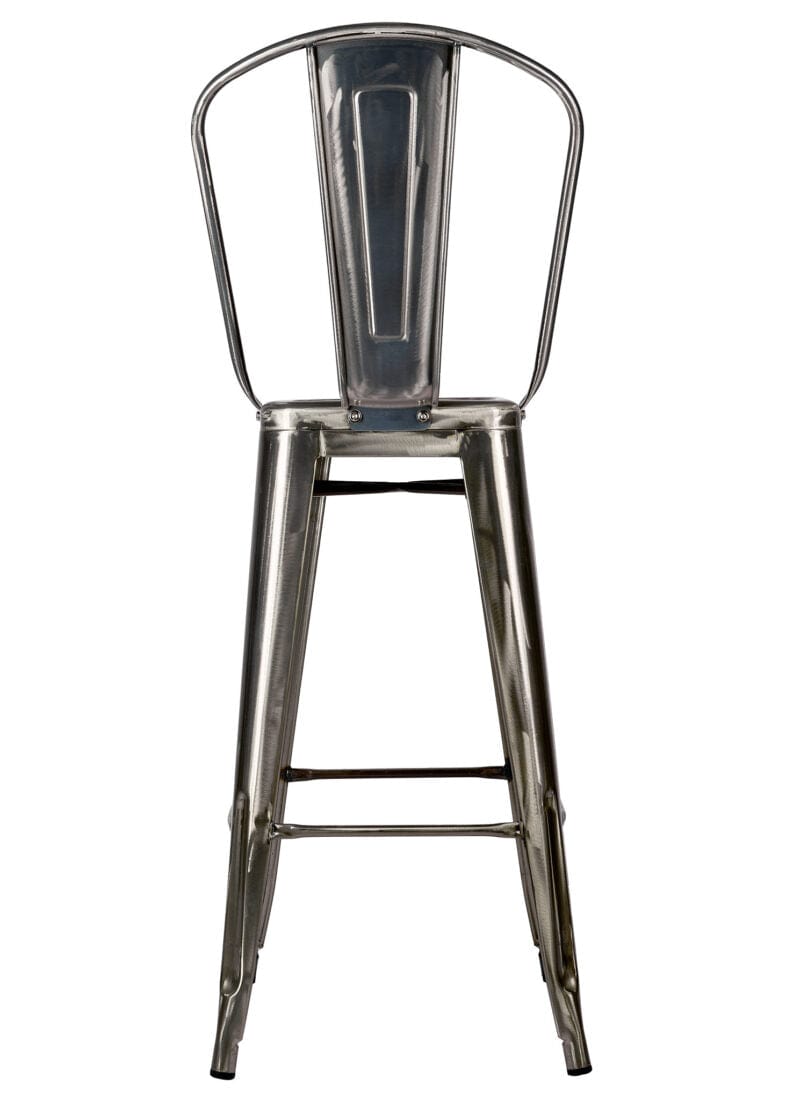 Chivari GunMetal Gray Hi Gloss Tolix Style Metal Barstool with Back BTBMGU-AX-T