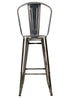 Chivari GunMetal Gray Hi Gloss Tolix Style Metal Barstool with Back BTBMGU-AX-T