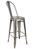 Chivari GunMetal Gray Hi Gloss Tolix Style Metal Barstool with Back BTBMGU-AX-T
