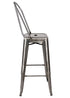 Chivari GunMetal Gray Hi Gloss Tolix Style Metal Barstool with Back BTBMGU-AX-T